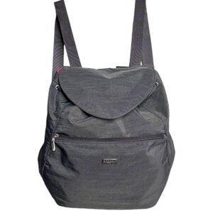 Baggalini Lightweight Cinch Backpack - Grey/Pink - 16”w x 14”h x 4.5”d